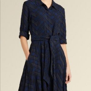 COPY - Donna Karan Chevron Shirt Dress - Navy/black